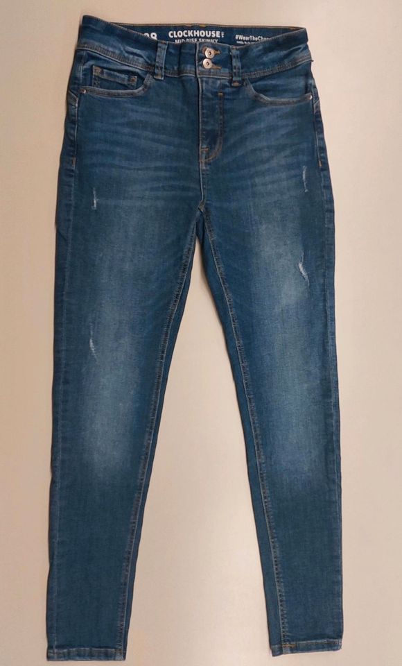 Jeans Gr. 38 Skinny  mid rise blau destroyed look NEU in Mannheim