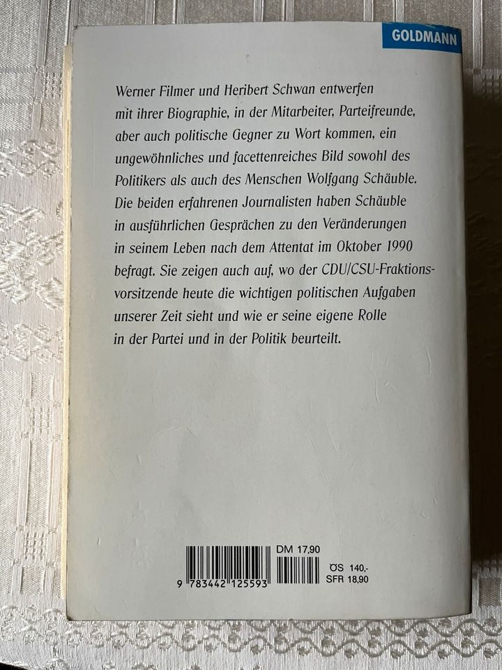 Buch  Wolfgang Schäuble „Politik als Lebensaufgabe in Neuhausen