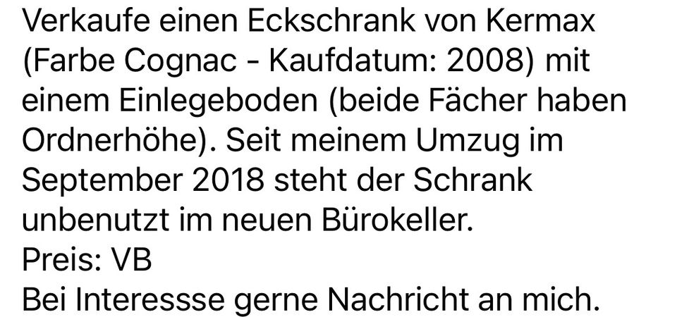 Kermax Eckschrank Büroschrank Reisebüro in Stadtbergen