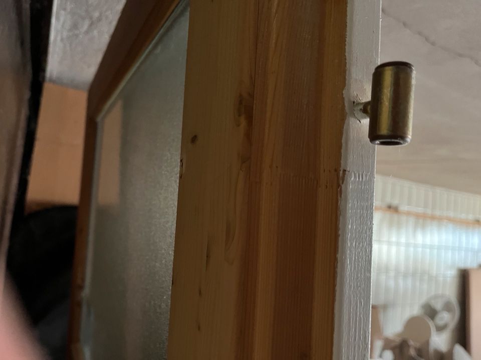Sauna Tür aus Holz mit Milchglas, Fenster Einsatz in Radebeul