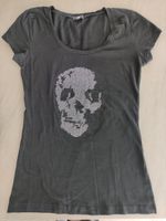 Damen T-Shirt mit Totenkopf Strass silber/schwarz M Baden-Württemberg - Eschbronn Vorschau