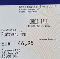 Biete 1-4x Tickets Chris Tall Troisdorf 06.06.24 Sitzplatz Karten Nordrhein-Westfalen - Troisdorf Vorschau