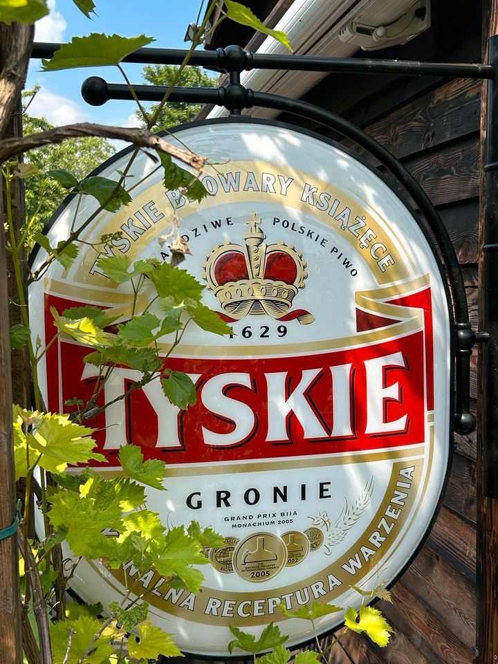 Tyskie Leuchtreklame Schild Werbung Party Keller Biergarten Lampe in Dortmund