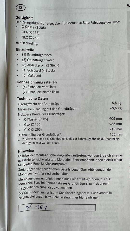 DACHGEPÄCKTRÄGER GLC GLA C-KLASSE ORIGINAL MERCEDES-BENZ in Leverkusen