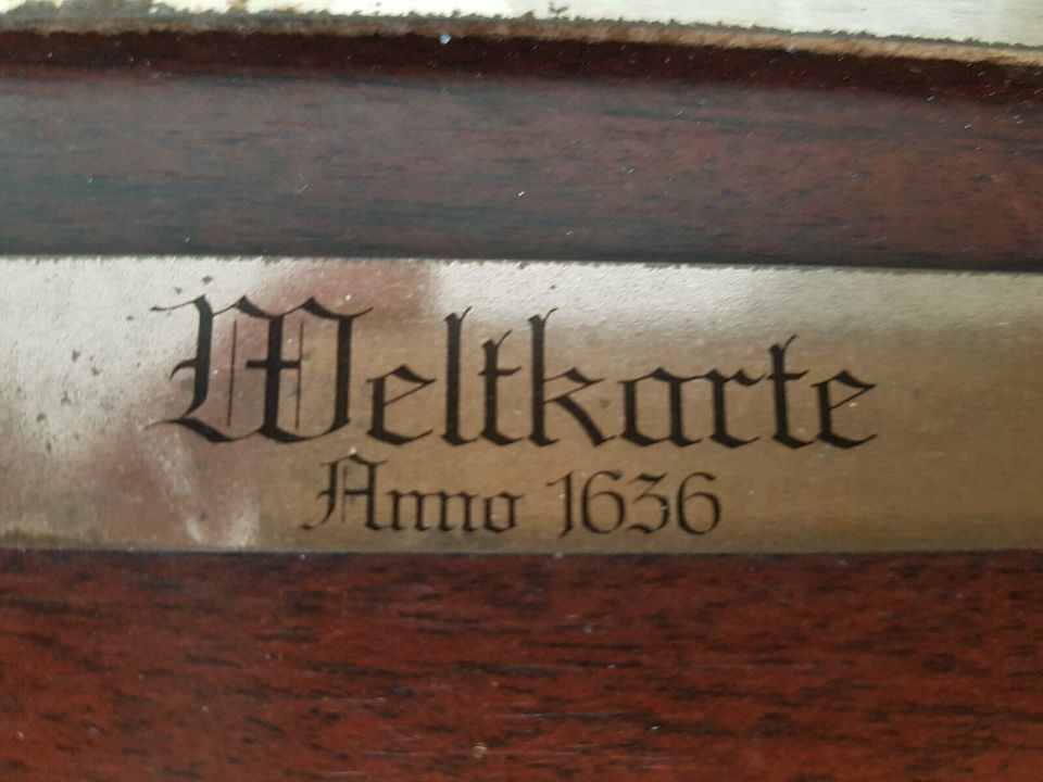 Amerikakarte / Weltkarte anno 1636 auf Holz Messing 40cm x 28cm in Potsdam