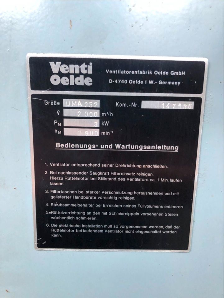 Absaugung Entstaubung Abzug Ventilator VENTI OELDE UMA 252 in Eislingen (Fils)