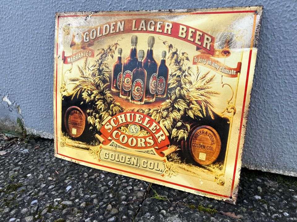 Golden Lager Beer Werbeschild, Original in Radolfzell am Bodensee