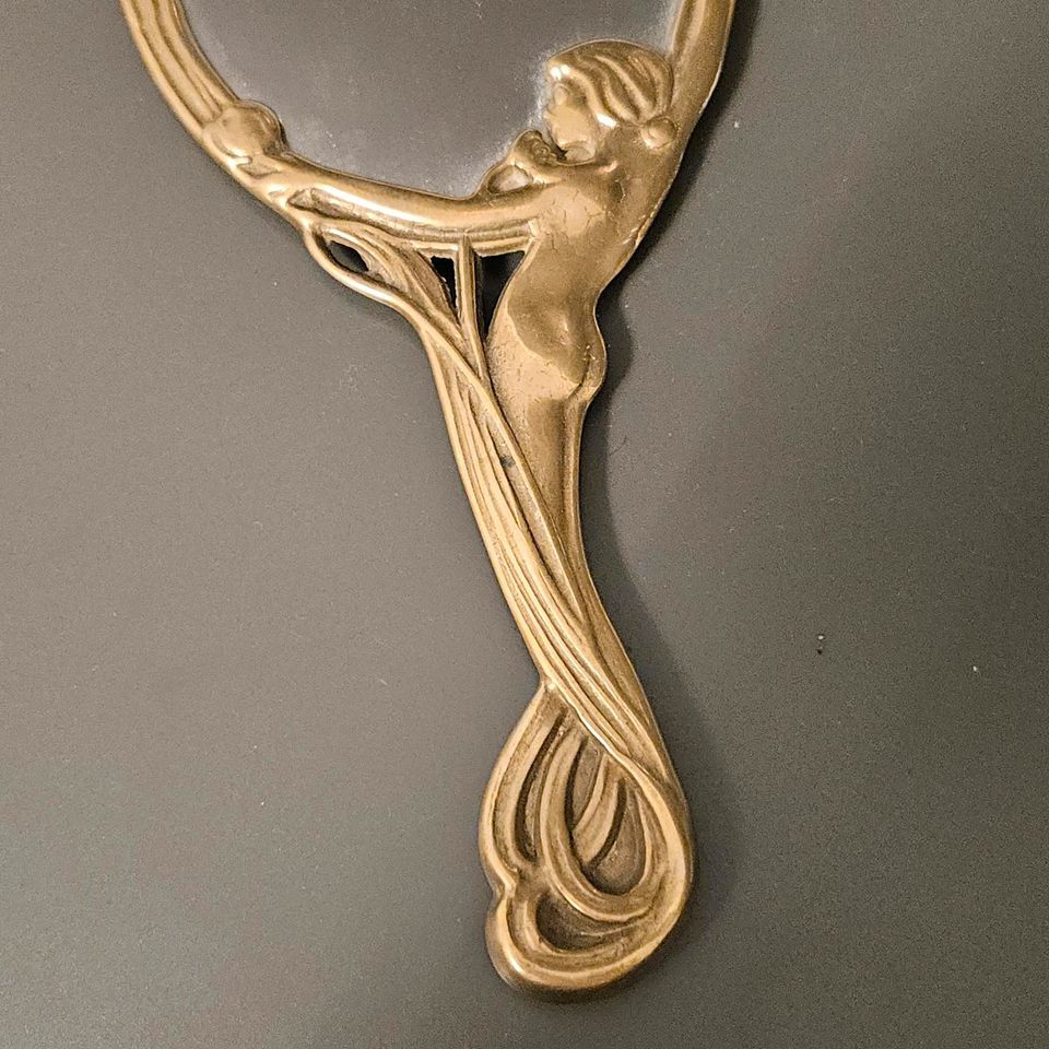 Jugendstil Art Deco Schminkspiegel Handspiegel Spiegel golden in Essen