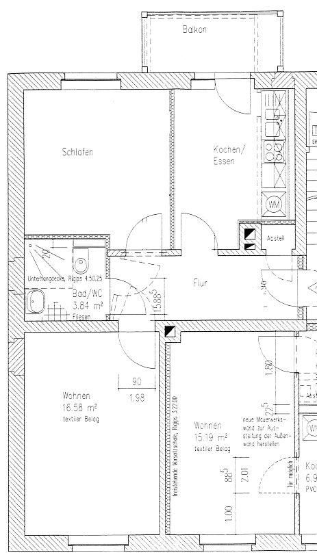 Schöne und Helle 2-Zi. Wohnung mit Südbalkon im 2.OG in Chemnitz