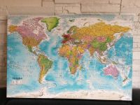 Leinwandbild „The World“ Weltkarte mit Fähnchen zum Stecken Düsseldorf - Bilk Vorschau