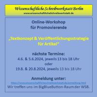 Online-Workshops „Wege zur erfolgreichen Promotion“ Berlin - Steglitz Vorschau