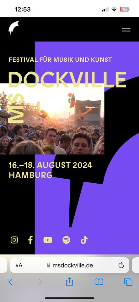 2 Dockville Tagestickets Sonntag 18.08.24 Hamburg in Hamburg