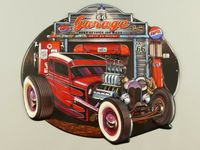 Hot Rod Garage - Wandschild (Gestanzt) Blechschild 45x50cm Krummhörn - Greetsiel Vorschau