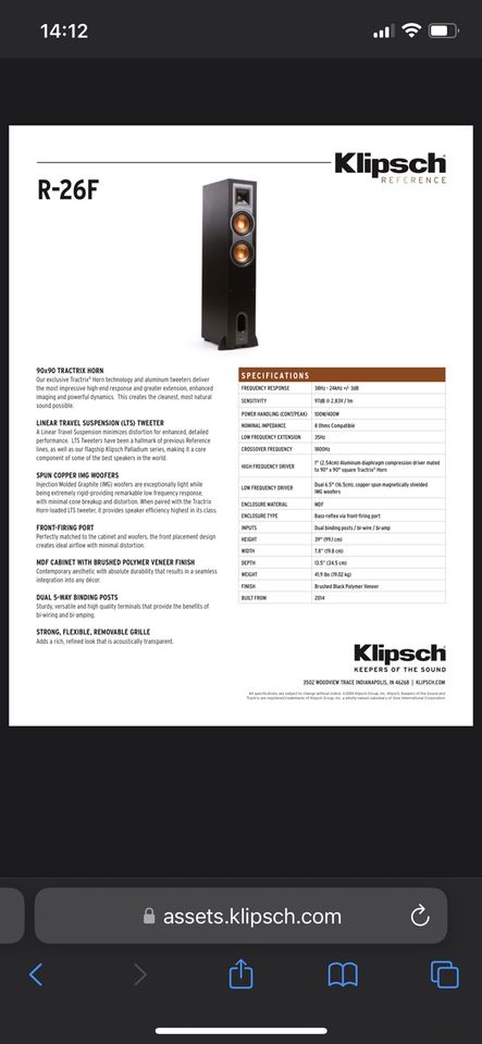 Klipsch 5.1 Lautsprecher Paket in Bornheim