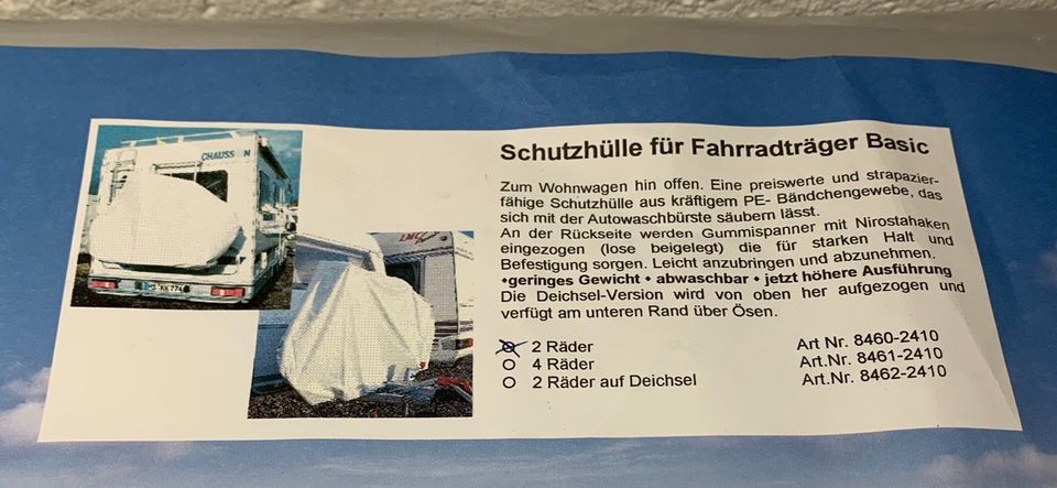 Fahrrad Heckträger Schutzhülle, Wohnmobil, Wohnwagen, Auto in Wankendorf