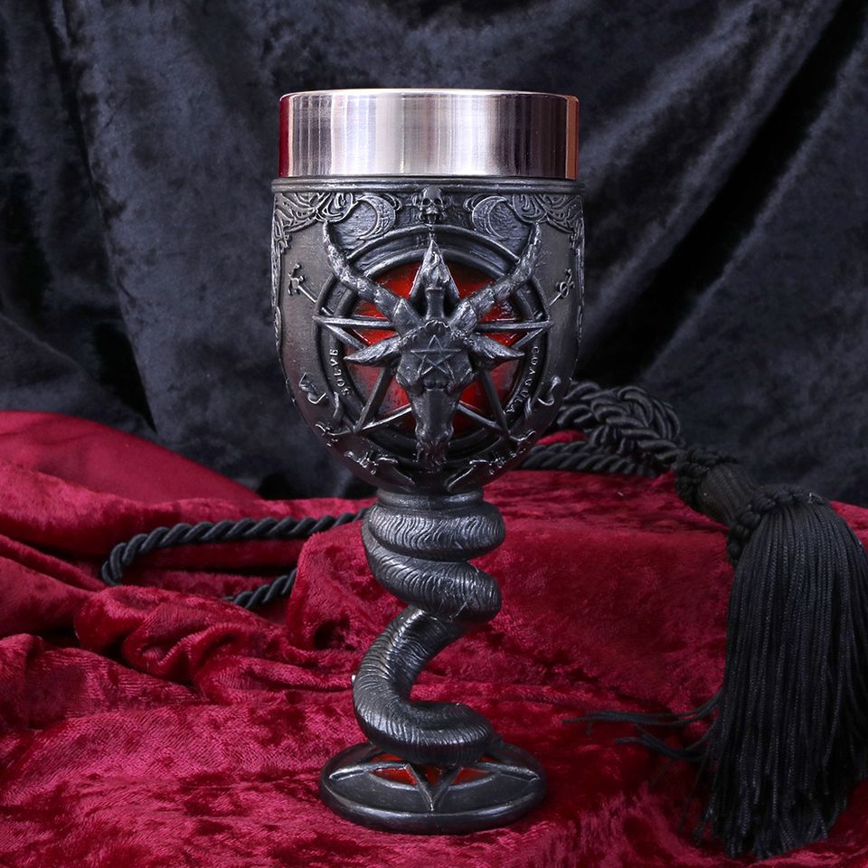 Baphomet Kelch Trinkbecher 250ml Edelstahleinsatz Esoterik Gothik in Schönebeck (Elbe)