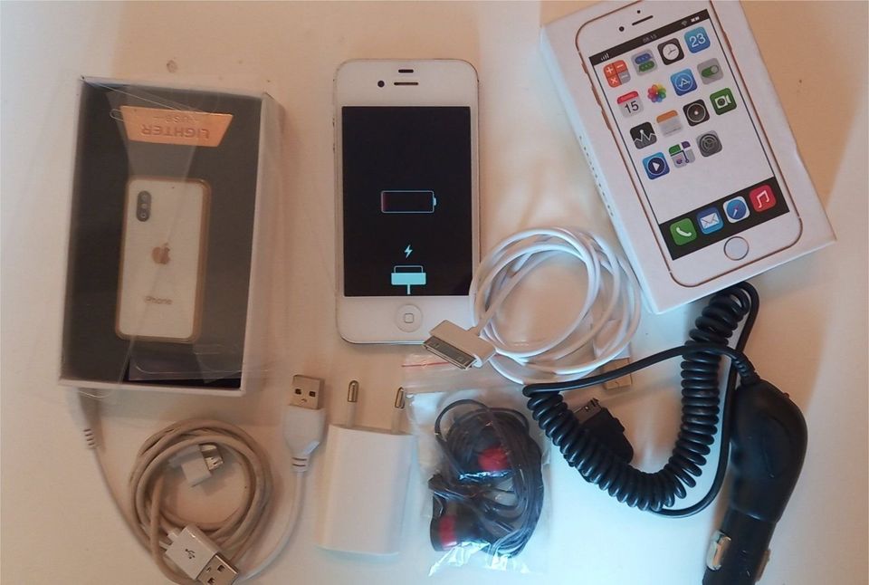 iPhone 4s weiß, voll funktionsfähig+Zubehör und Iphone-Feuerzeug in Elz