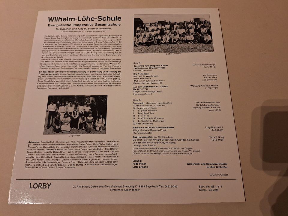 Orchester der Wilhelm-Löhe-Schule Nürnberg Lorby Bi-1215 LP in Nürnberg (Mittelfr)