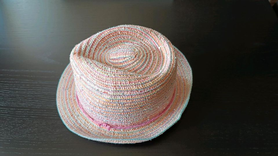 maximo Trilby Gr. 55 bunte Kringel mit Pailletten rosa Sommerhut in Raschau-Markersbach