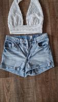 H&M ausgefranste Jeans Shorts 36 S 100% Denim hell blau Bayern - Burgau Vorschau