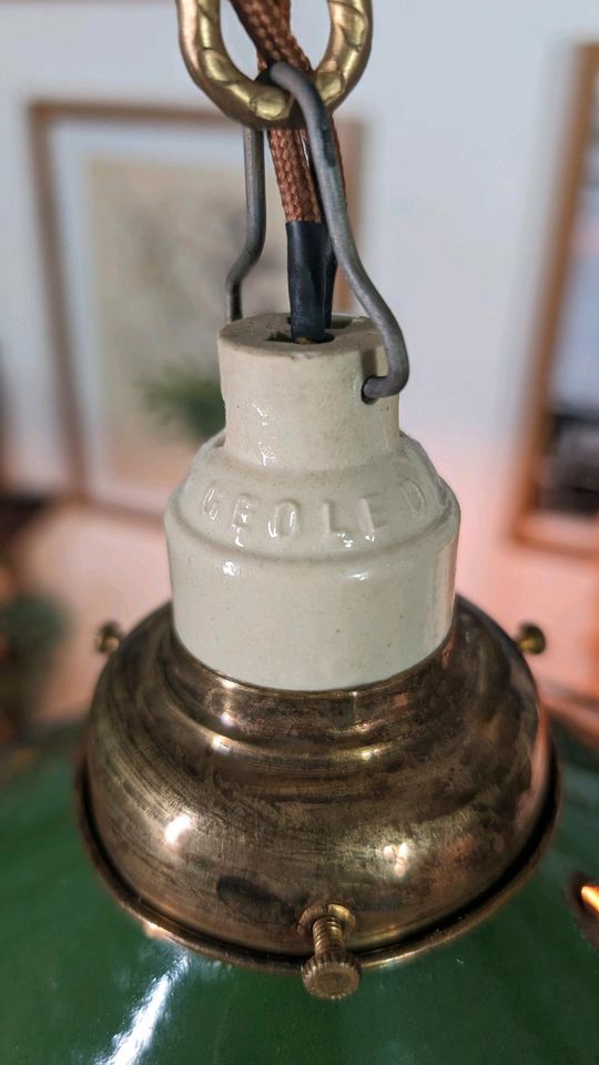 Alte Antike Emaille Lampe Hängelampe Deckenlampe Bauhaus Paar in Neuwied