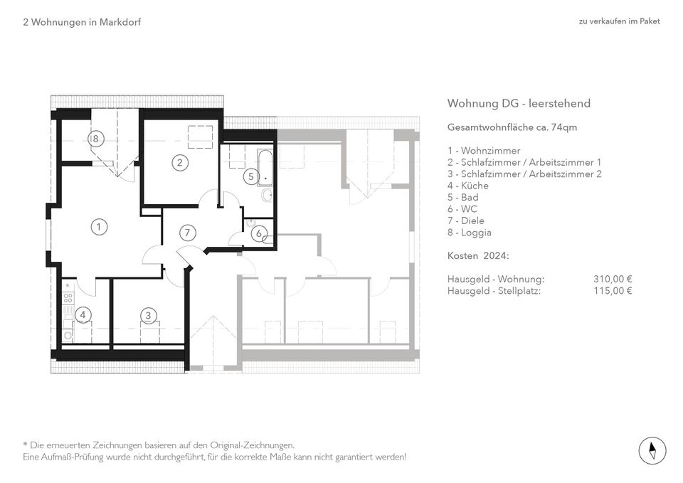 2 Wohnungen in Markdorf, 74 qm frei, 52 qm vermietet, im Paket in Markdorf