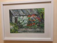 ÖLGEMÄLDE ORIGINAL –Waldhütte mit Blumen und Fahrrad– HANDGEMALT München - Hadern Vorschau