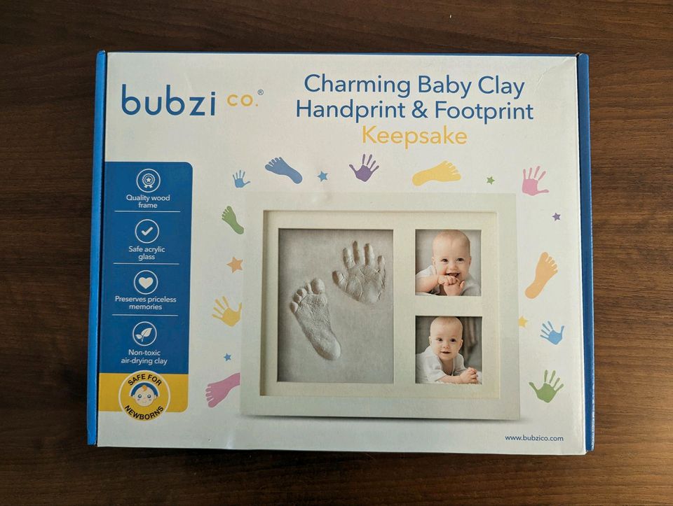 Bubzi Handabdruck Fußabdrücke Baby Geschenk Geburt Bilderrahm neu in Schneiderkrug