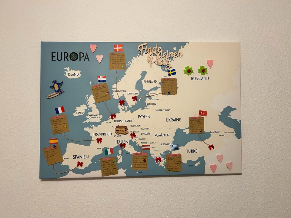 Sitzplan 90x60 cm Hochzeit Länderkarte Thema Reise Europa in Bad Iburg