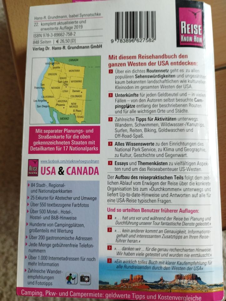 Reiseführer Westen USA 2019 Straßenkarte USA Westen Canada Atlas in Sangerhausen
