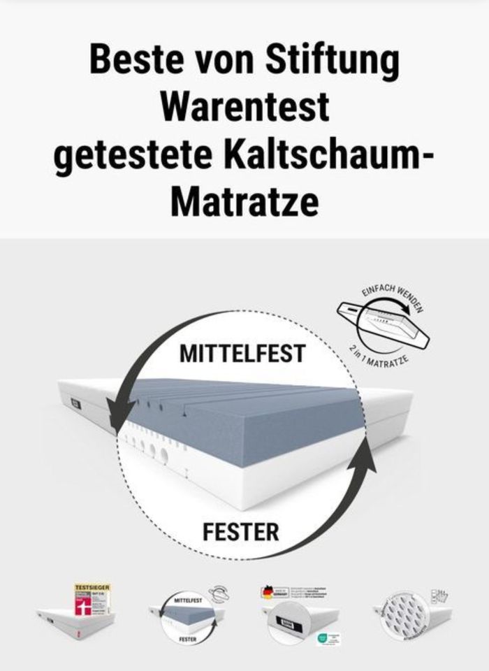 NEUE, UNBENUTZTE Bodyguard Bettmatratze 1,00 x 2,00 mtr. in Ense