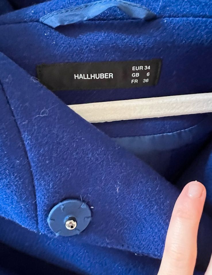 Hallhuber Mantel Jacke Wolle blau 34 in Haar