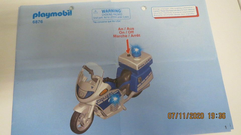 PLAYMOBIL 6876 Motorradstreife mit LED-Blinklicht, ca. 15x15x7, ab