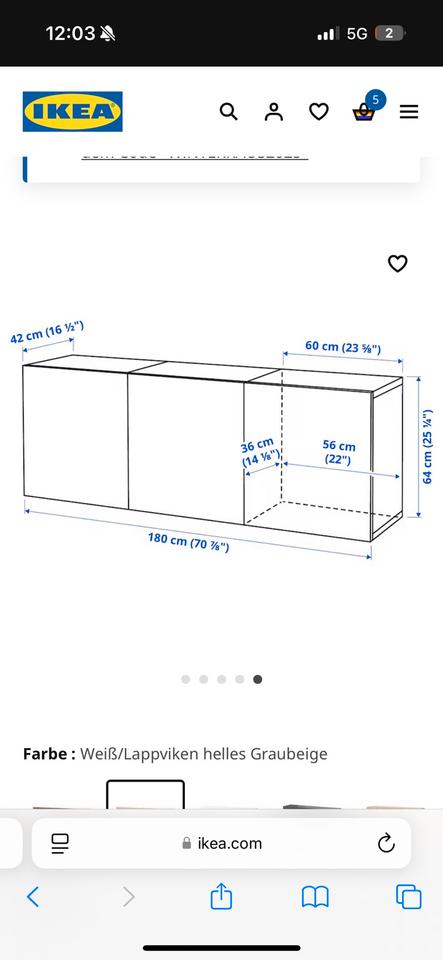 Besta Ikea Hochglanz Sideboard, beige/grau/weiß/kommode/schrank in Oberhausen