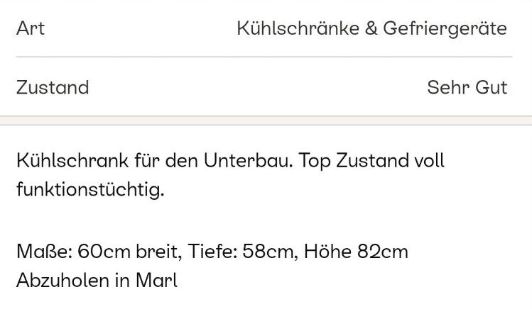 Kühlschrank Unterbau mit 3 Sterne Eisfach von Bosch in Dorsten