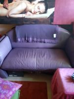 Kleines Echtleder Sofa violett Baden-Württemberg - Winterbach Vorschau