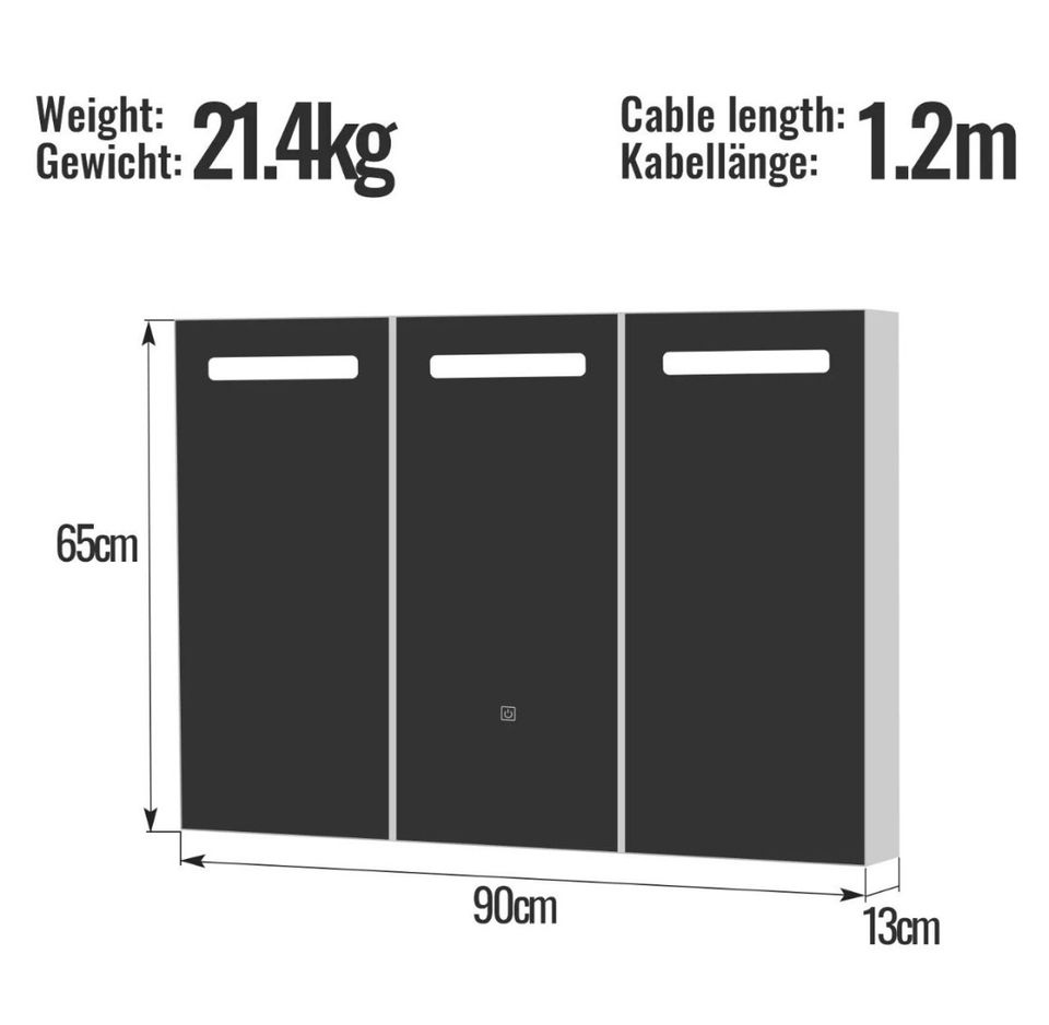 Badezimmer Spiegelschrank LED Wandschrank in Niederzier