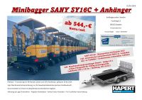 Minibagger inkl. Hapert Anhänger Indigo LF-2 günstig ab monatlich Bayern - Senden Vorschau