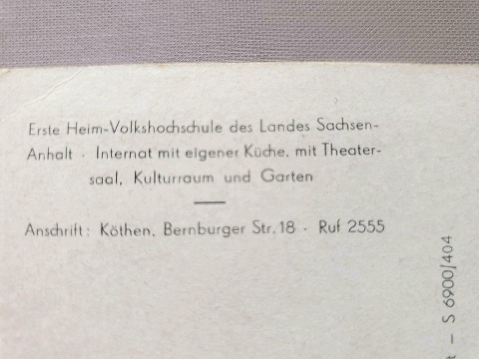 Alte Postkarte von Köthen, Erste Heim-Volkshochschule in Osternienburger Land