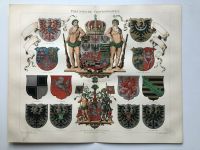 Preussische Provinzwappen Lithographie alt antik Druck Farbdruck Hessen - Kassel Vorschau