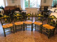 5 x alte Holzstühle geflochtenem Sitzflächen, Bauernstühle bemalt Brandenburg - Potsdam Vorschau