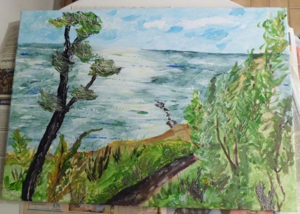 Gemälde/ Bild, Blick aufs Meer, Acryl, Leinwand 70x50x2cm in Mainz