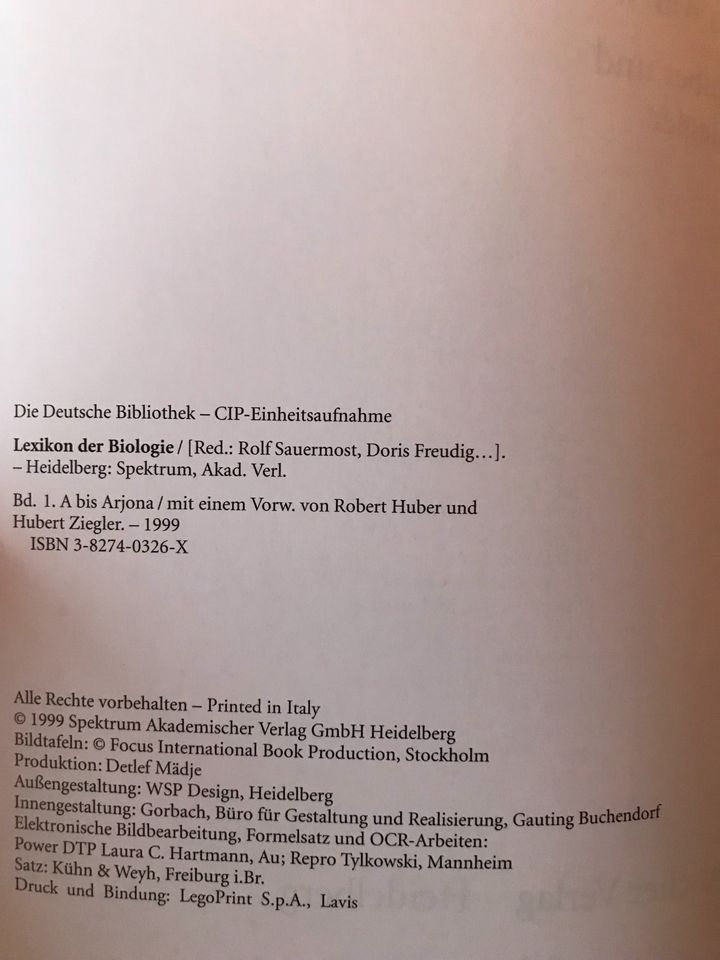 Lexikon der Biologie Elsevier Spektrum Verlag 14 Bände in Dassendorf
