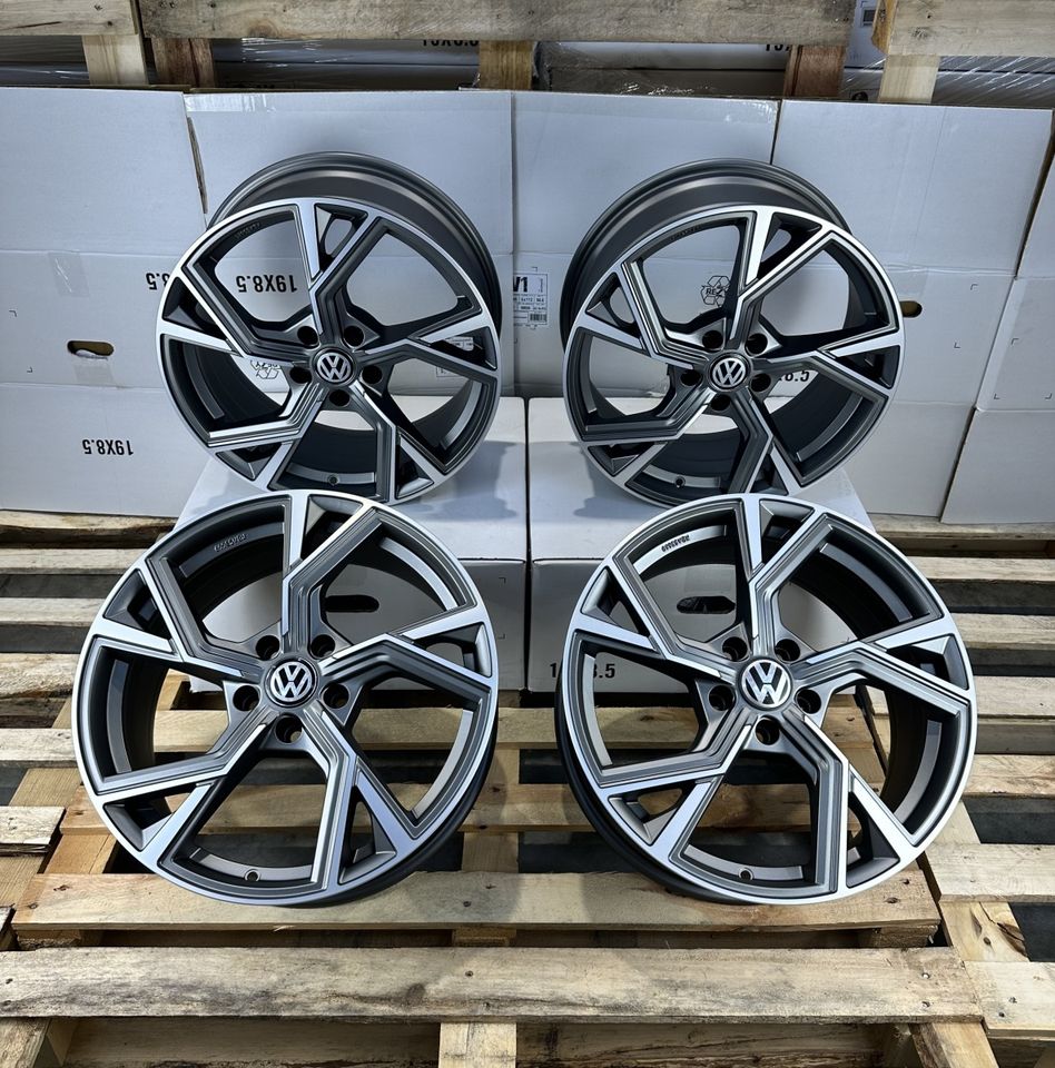 Avus AF20 18 Zoll Felgen für VW Golf 5 6 7 8 Passat Scirocco Arteon Phaeton Sharan GTI GTD GTE egolf 6R 7R 8R B5 B6 B7 B8 CC 3C 13 R 3H 3D 7N Sommerräder Winterräder grau poliert Reifen Volkswagen in Neckarsulm