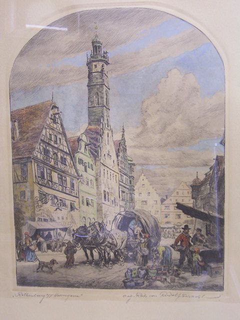 RUDOLF SCHACHT: ROTHENBURG / HERRNGASSE: ORIGINAL-RADIERUNG in Petershagen