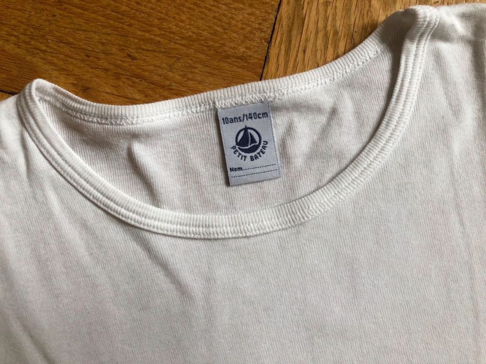 PETIT BATEAU Shirts Langarm Longsleeves 2 Stück weiß Gr. 140 in Stuttgart