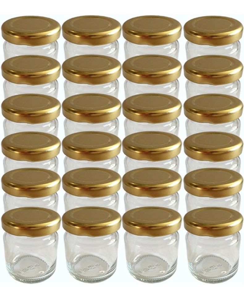 39x Sturzgläser Mini Gläser 53 ml Deckelfarbe Gold in Braunschweig