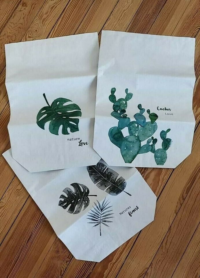 Tchibo Deko Tüten zur Aufbewahrung Kaktus + Pflanzen-Print in Saarbrücken