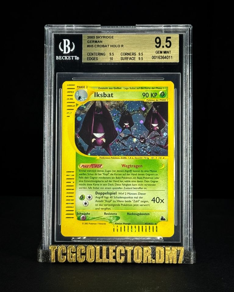 Pokemon Karte Iksbat Holo Skyridge 9,5 Gem Mint BGS mit Swirl in Eckental 