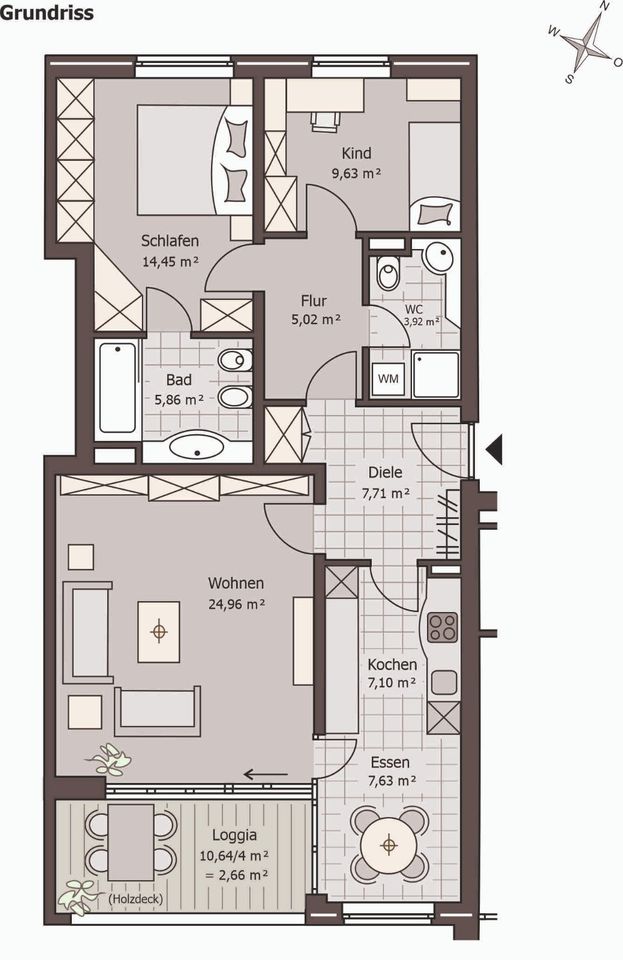 Hannover, farbenfrohe 3 Zimmer Wohnung mit TG-Stellplatz und Aufzug in Hannover